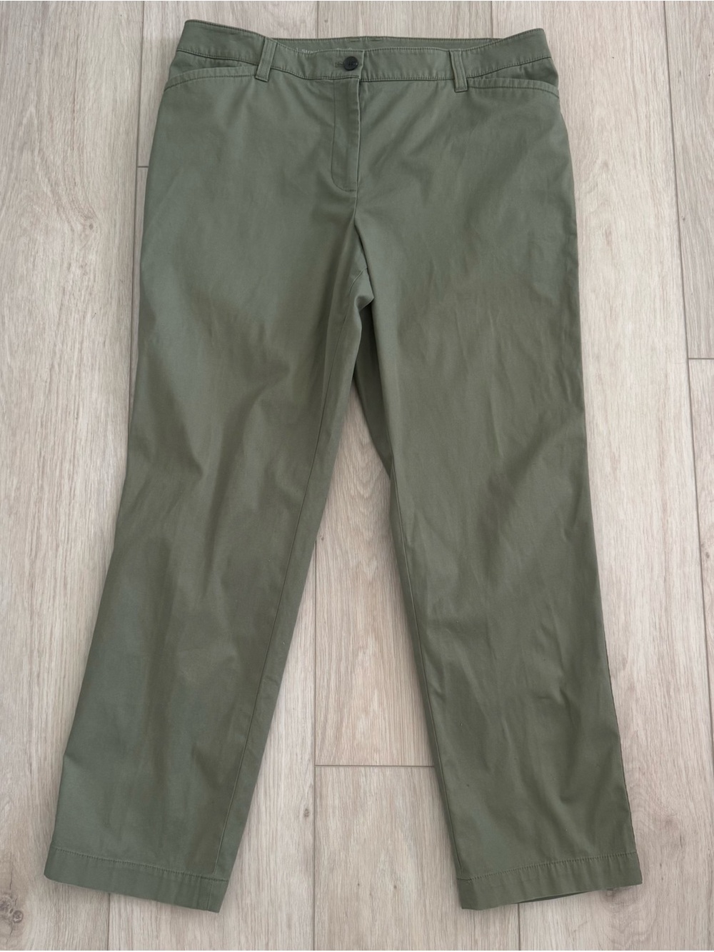 Talbots Straight Leg Chino Flat Front green women’s pants size 14 classic EUC